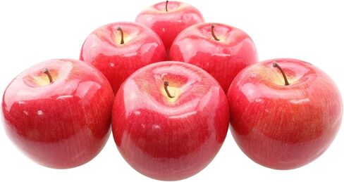 6PCS Fake Apples Artificial Apples Faux Apples Bulk for Party Props Home Fruit Bowl Decoration Fruit Kitchen Realistic Simulation Fruit (Red) in Saudi Arabia