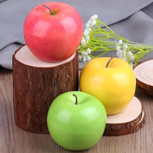6PCS Fake Apples Artificial Apples Faux Apples Bulk for Party Props Home Fruit Bowl Decoration Fruit Kitchen Realistic Simulation Fruit (Red) in Saudi Arabia