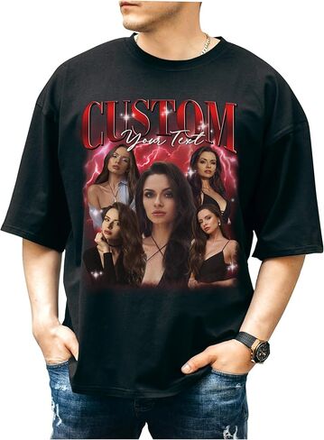 تي شيرت Bootleg Rap مخصص، قميص وجه مخصص، تيشيرتات شخصية مع صورة لمحبي الراب BF GF هدايا عيد الحب in Saudi Arabia