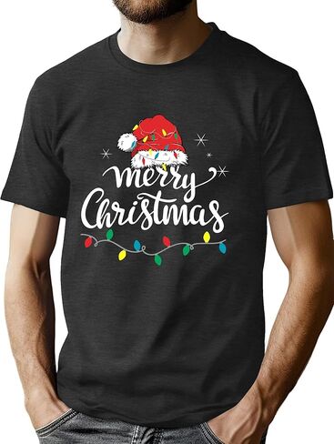 Christmas Shirts for Men Xmas Tshirt Merry Tops Casual Holiday Short Sleeve Tees in Saudi Arabia