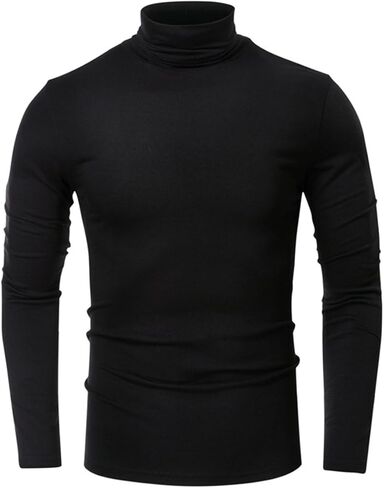 Men's High Neck Thermal Top Long Sleeve Versatile Autumn Winter Wear Work Casual Office Christmas New Year Gift for Men in Saudi Arabia