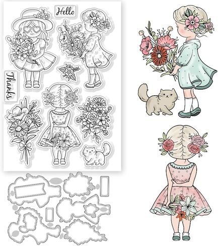 GLOBLELAND Bestie Clear Stamps and Cutting Dies for Card Making Best Friend Silicone Transparent Stamp Metal Lady Friend Die Cuts for DIY Scrapbooking Album Journal Paper Crafts Decor in Saudi Arabia
