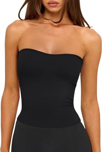 LASLULU Womens Sexy Tube Top Backless Strapless Bandeau Sleeveless Summer Y2K Cute Going Out Basic Crop Tank Top in Saudi Arabia