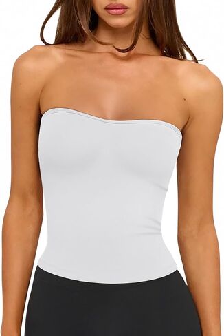 LASLULU Womens Sexy Tube Top Backless Strapless Bandeau Sleeveless Summer Y2K Cute Going Out Basic Crop Tank Top in Saudi Arabia