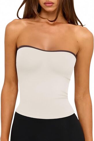 LASLULU Womens Sexy Tube Top Backless Strapless Bandeau Sleeveless Summer Y2K Cute Going Out Basic Crop Tank Top in Saudi Arabia