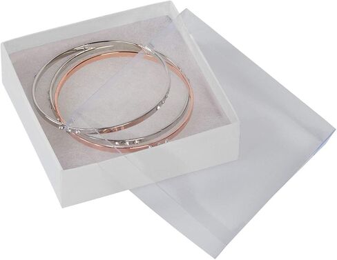 SSWBasics Cotton Filled Jewelry Boxes White Vu-Top - 3½ x 3½ x 1" (Case of 100)- in Saudi Arabia