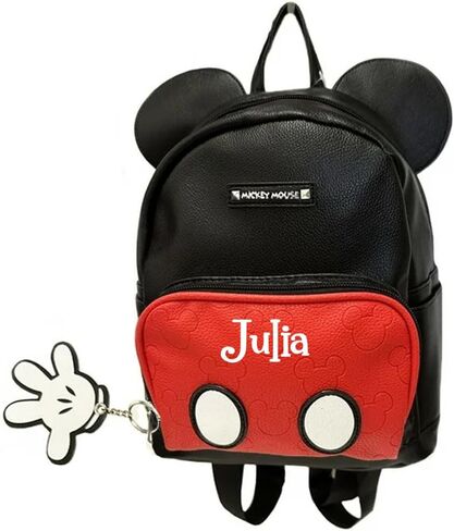 Disney Backpack Officially Licensed Personalized Mickey Mouse Deluxe Shoulder Bag and Keychain with Custom Name in Saudi Arabia