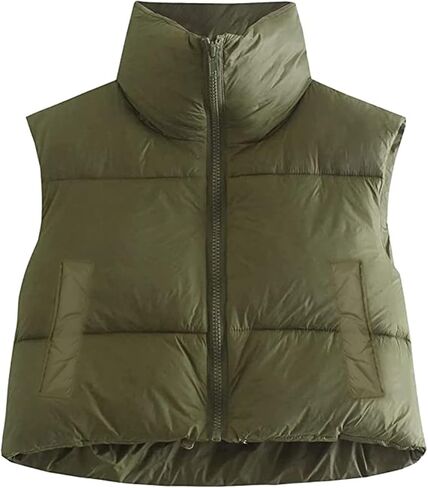 Aopwsrlyi Women/Girls Winter Crop Vest Lightweight Sleeveless Warm Outerwear Puffer Vest Padded Gilet in Saudi Arabia