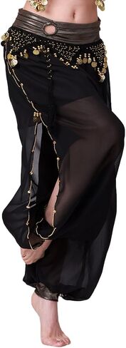 Women Belly Dance Carnival Costume Pants Sequin Shiny Harem Yoga Pants Bloomers Arabic Halloween Trousers for Halloween in Saudi Arabia