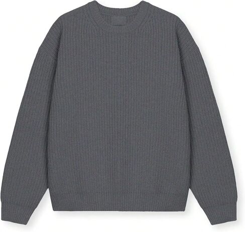 OYOANGLE Men's Crewneck Sweater Long Sleeve Drop Shoulder Loose Pullover Sweaters in Saudi Arabia