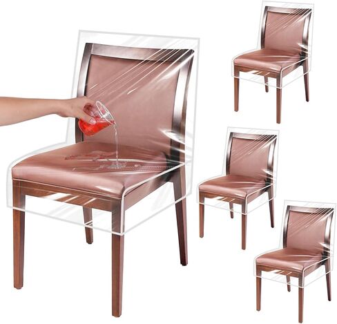 4 عبوات من أغطية كراسي غرفة الطعام البلاستيكية، واقيات مقاعد شفافة، غطاء مقعد مقاوم للماء لشعر الحيوانات الأليفة والقطط، وتسرب الغبار in Kuwait