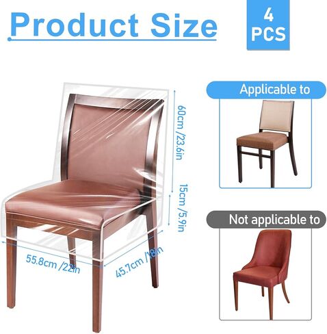 4 عبوات من أغطية كراسي غرفة الطعام البلاستيكية، واقيات مقاعد شفافة، غطاء مقعد مقاوم للماء لشعر الحيوانات الأليفة والقطط، وتسرب الغبار in Kuwait