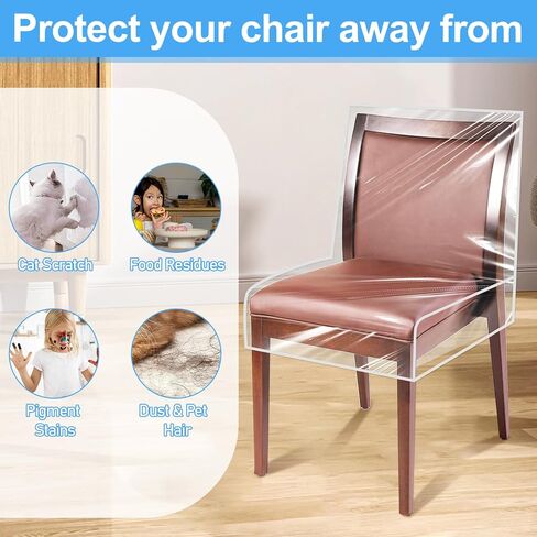 4 عبوات من أغطية كراسي غرفة الطعام البلاستيكية، واقيات مقاعد شفافة، غطاء مقعد مقاوم للماء لشعر الحيوانات الأليفة والقطط، وتسرب الغبار in Kuwait