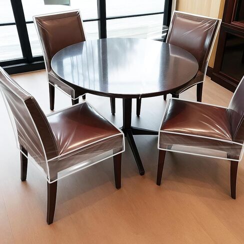 4 عبوات من أغطية كراسي غرفة الطعام البلاستيكية، واقيات مقاعد شفافة، غطاء مقعد مقاوم للماء لشعر الحيوانات الأليفة والقطط، وتسرب الغبار in Kuwait