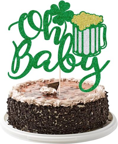 Happy Birthday Cake Topper for St. Patrick's Day - Shamrock Decor, Patrick's Day Theme Birthday Decorations Party Supplies for Boys Girl Gold Glitter (golden) in Kuwait