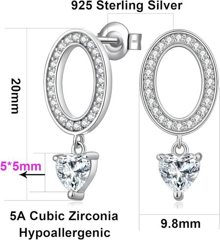 Jiamiaoi Teardrop Earrings 925 Sterling Silver Dangle Drop Earrings for Women, 5A Cubic Zirconia in Saudi Arabia