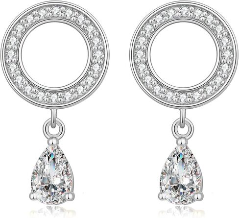 Jiamiaoi Teardrop Earrings 925 Sterling Silver Dangle Drop Earrings for Women, 5A Cubic Zirconia in Saudi Arabia