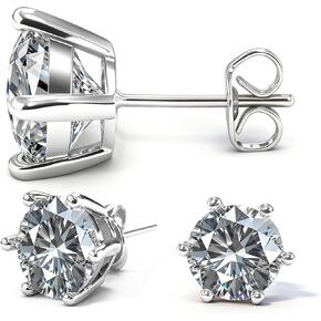 أقراط مويسانيتي، أقراط مرصعة بالألماس للنساء 0.5-2 قيراط 18 قيراط أقراط مطلية بالذهب الأبيض للرجال، أقراط مويسانيتي مضادة للحساسية، أقراط مرصعة بمجوهرات الزفاف، قطع دائرية D اللون VVS1 in Saudi Arabia
