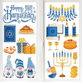 9 أوراق ملصقات نافذة هانوكا، ملصقات نافذة شانوكا للفصول الدراسية والمكتب المنزلي ومستلزمات الحفلات ديكور شانوكا in Kuwait