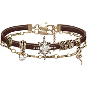أساور نسائية على الطراز القديم أساور جلدية عصرية على شكل نجمة لإكسسوارات نسائية قابلة للتكديس M2593 in Kuwait