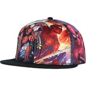 Marvel Comics Spiderman Allover Sublimated Scenes Design Adult Adjustable Snapback Hat Baseball Cap OSFM Multicolored in Saudi Arabia