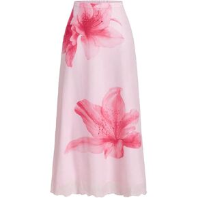 GORGLITTER المرأة بوهو الأزهار طباعة شبكة ماكسي تنورة العصرية الصيف الجرافيك مرونة عالية الخصر الشاطئ التنانير الطويلة in Kuwait