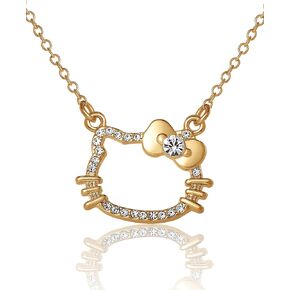 Hello Kitty Necklace For Women with Rhinestones Official License, 16"+3.25" Gold-Tone Silhouette Pendant Necklace in Saudi Arabia