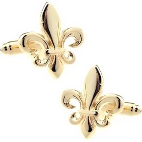 Fleur-de-Lis Emblem Cufflinks Black Gold (Gold) in Saudi Arabia