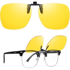 TJUTR Night Driving Clip On Glasses, Polarized Anti Glare Night Vision Glasses to Wear Over Prescription Glasses in Kuwait