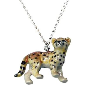 Little Critterz Jewelry Cheetah Forest Animal - Hand-painted Decorative Figurine Birthday Gift - Necklace Pendant Porcelain Jewelry in Saudi Arabia