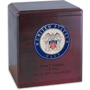 Rosewood Wooden Military Cremation Urn for The Navy Veteran with Custom Inscription - Personalized Wooden Funeral Urns Made in The USA (More Options Available) in Saudi Arabia