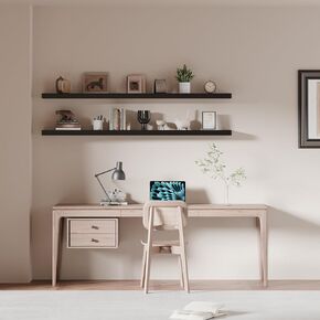 60 inch Long Floating Shelves for Wall,Solid Wood Long Shelves Set of 2,Rustic Wall Mounted Shelves with Invisible Brackets for Decor & Storage (White, 60 Inch) in Saudi Arabia