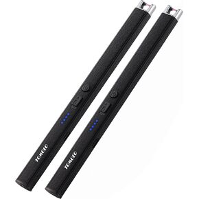 2 Pack Electric Wighter - Candle Wighter Windproof & Flameless مع تقنية البلازما القابلة لإعادة الشحن USB ، مفتاح السلامة ، للمطبخ ، الشموع ، الألعاب النارية (الفضة ، الأسود) in Kuwait