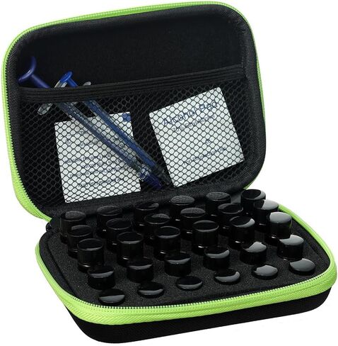 Lightproof Peptide Vial Case with Handle - 30 Slots Vial Holder for Fridge, Fits 1-3mL Vials (Peptide/Insulin/GLP-1), Hard Shell & Green Zipper in Saudi Arabia