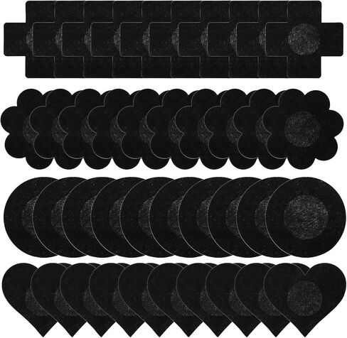 40 Pcs Disposable Breast Covers, 4 Styles Nipple Covers Self-Adhesive Bra Pad No Show Pasties Stickers Black in Saudi Arabia