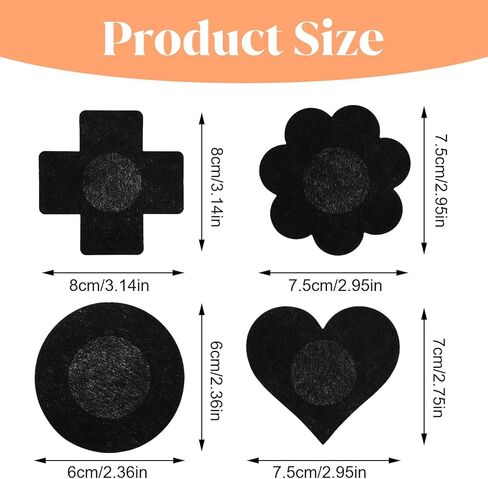 40 Pcs Disposable Breast Covers, 4 Styles Nipple Covers Self-Adhesive Bra Pad No Show Pasties Stickers Black in Saudi Arabia