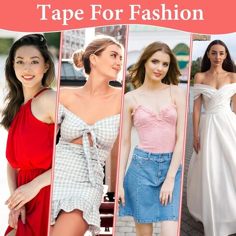 200 Pcs Double Sided Tape For Clothes Strips Fashion Dress Tape Fabric To Skin For Women Garment For Clothes To Stay In Place For All Skin Shades Invisible And Skin-Friendly Adhesive in Saudi Arabia