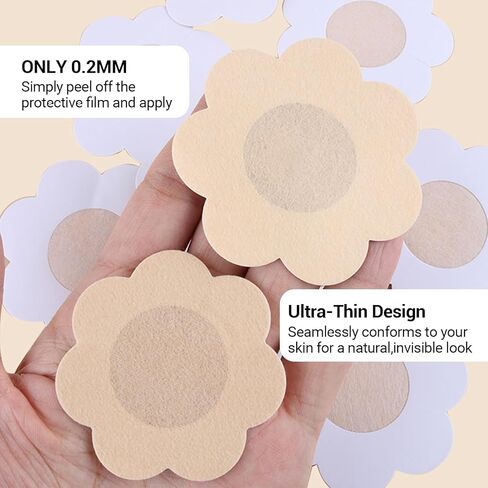 120-Pack Disposable Nipple Covers for Women – Invisible Self-Adhesive Breast Pads, Lightweight Non-Woven Nipple Shields, Comfortable & Breathable, 2.36" Diameter Beige in Saudi Arabia