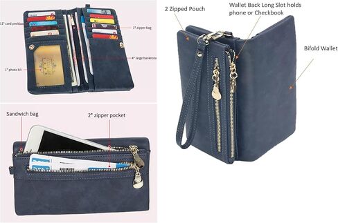 Women's Genuine Leather Zipper Wallet with Large Storage Capacity Multiple Card Slots and Secure Closure (#06 Olive Green) in Saudi Arabia
