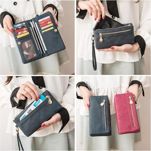 Women's Genuine Leather Zipper Wallet with Large Storage Capacity Multiple Card Slots and Secure Closure (#06 Olive Green) in Saudi Arabia