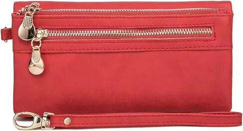 Women's Genuine Leather Zipper Wallet with Large Storage Capacity Multiple Card Slots and Secure Closure (#06 Olive Green) in Saudi Arabia