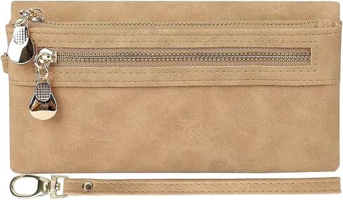 Women's Genuine Leather Zipper Wallet with Large Storage Capacity Multiple Card Slots and Secure Closure (#06 Olive Green) in Saudi Arabia