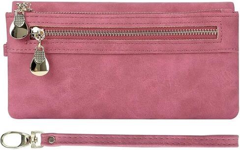 Women's Genuine Leather Zipper Wallet with Large Storage Capacity Multiple Card Slots and Secure Closure (#06 Olive Green) in Saudi Arabia