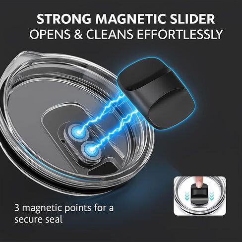 2 Pack 30 oz Tumbler Lid, Bonus 2 Magnetic Slider Switch Spill Proof Tumbler Cover, Replacement Lids Compatible for YETI 30 oz Tumbler, 35 oz Straw Mug and 14 oz Mug, BPA Free in Saudi Arabia