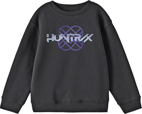 KPop Demon Hunters Huntr/X Logo Youth Black Crew Neck Long Sleeve Sweatshirt in Saudi Arabia