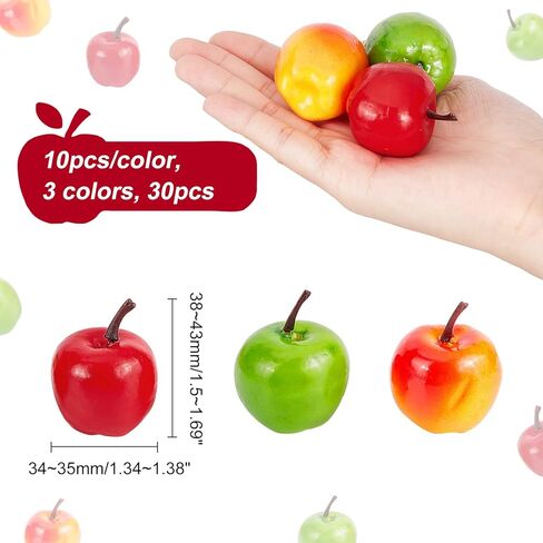 CHGCRAFT 30Pcs 3 Styles Realistic Fake Fruit Artificial Lifelike Mix Mini Artificial Apple Fake Fruit Simulation Foam for Home Kitchen Photography Party Decoration in Saudi Arabia