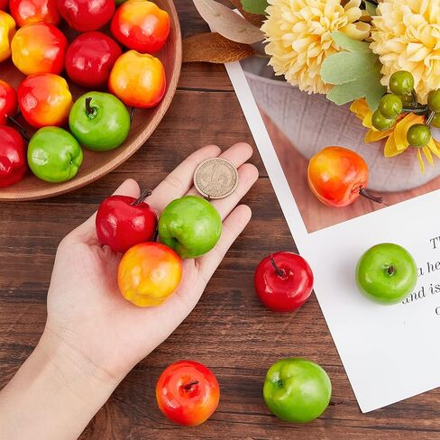 CHGCRAFT 30Pcs 3 Styles Realistic Fake Fruit Artificial Lifelike Mix Mini Artificial Apple Fake Fruit Simulation Foam for Home Kitchen Photography Party Decoration in Saudi Arabia