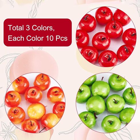 CHGCRAFT 30Pcs 3 Styles Realistic Fake Fruit Artificial Lifelike Mix Mini Artificial Apple Fake Fruit Simulation Foam for Home Kitchen Photography Party Decoration in Saudi Arabia