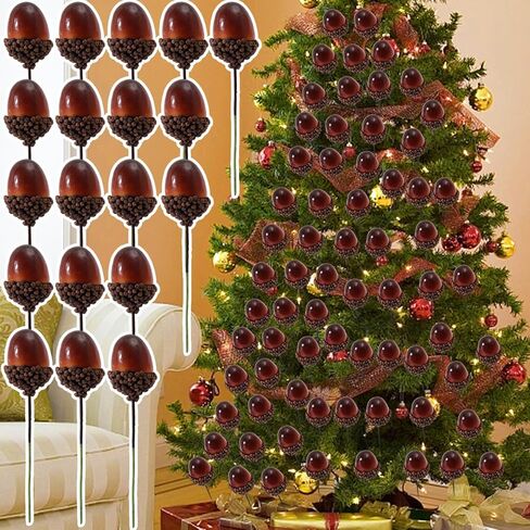 10Pcs Mini Artificial Foam Acorns Fake Fruits and Vegetables Berries Flowers Plant for Home Wedding Christmas Tree Decoration (10x3x2.3cm) in Saudi Arabia