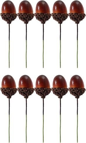 10Pcs Mini Artificial Foam Acorns Fake Fruits and Vegetables Berries Flowers Plant for Home Wedding Christmas Tree Decoration (10x3x2.3cm) in Saudi Arabia